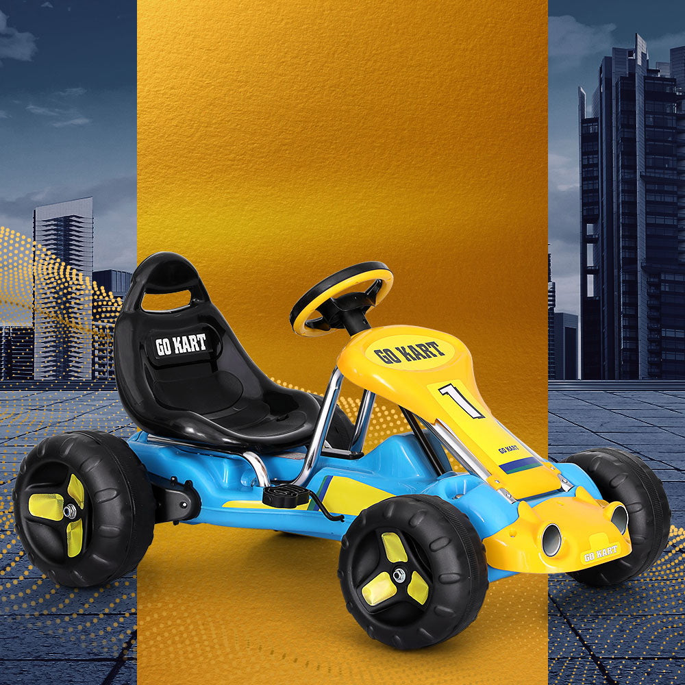 Marlook Kids Pedal Go Kart Ride On Toys Racing Car Plastic Tyre Blue