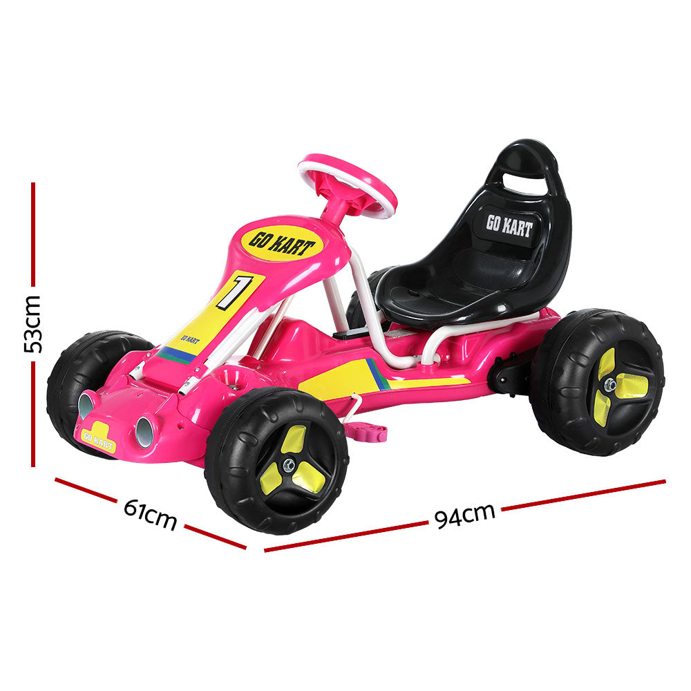 Marlook Kids Pedal Go Kart Ride On Toys Racing Car Plastic Tyre Pink