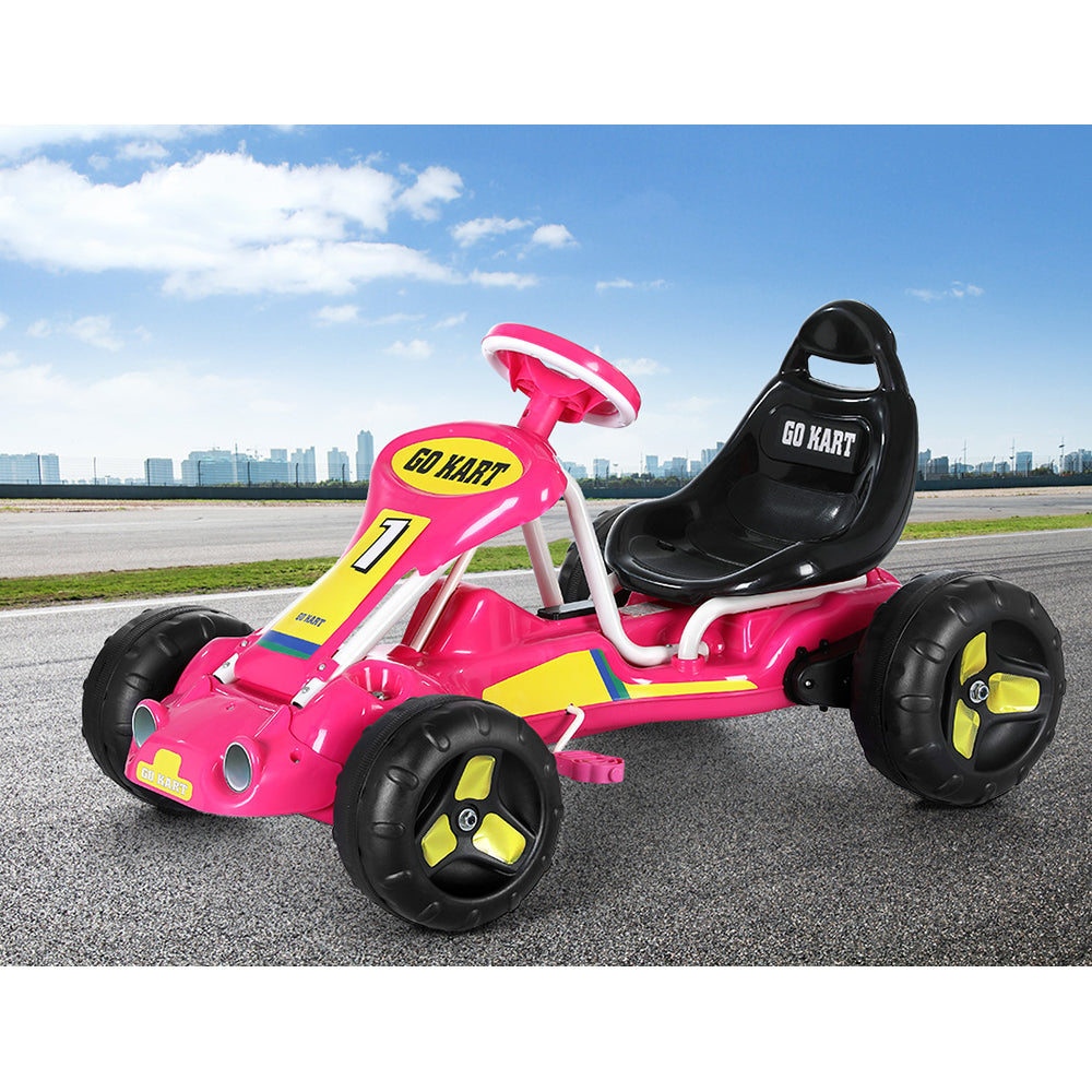 Marlook Kids Pedal Go Kart Ride On Toys Racing Car Plastic Tyre Pink