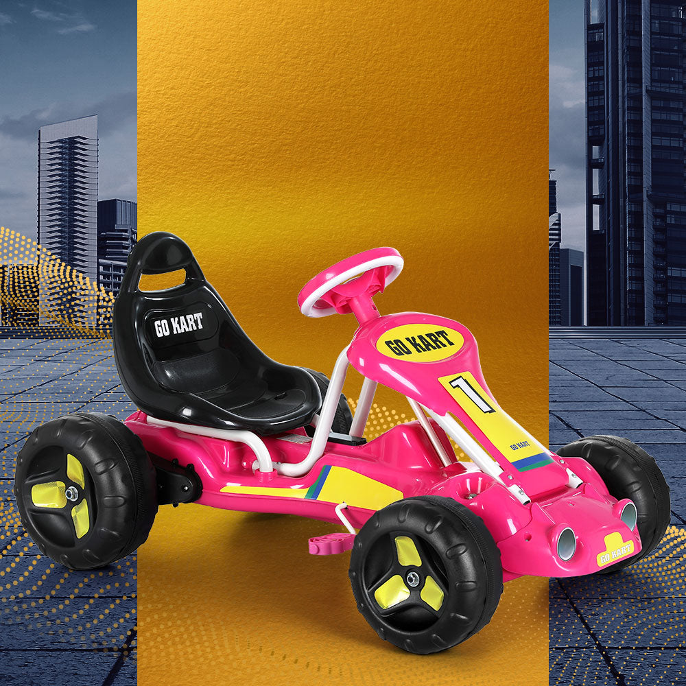 Marlook Kids Pedal Go Kart Ride On Toys Racing Car Plastic Tyre Pink