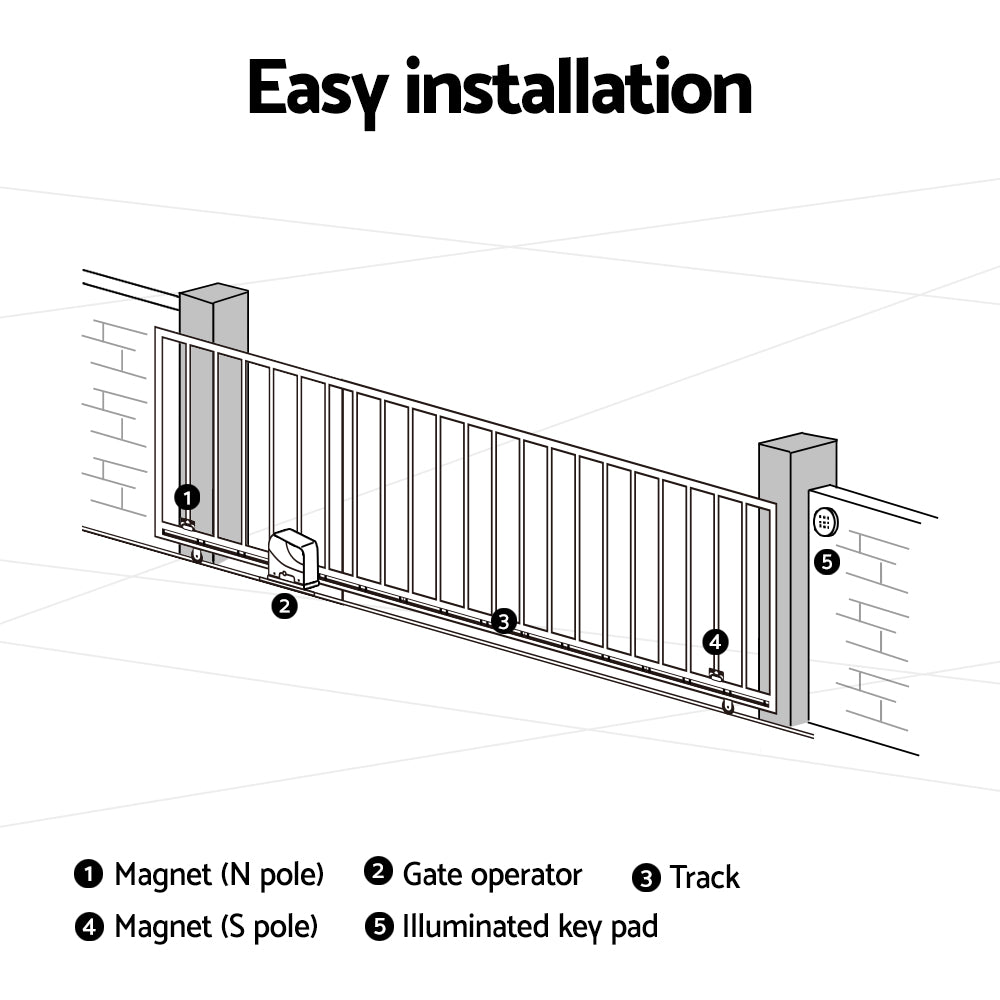 Marlook Automatic Sliding Gate Opener Kit Keypad 6M 800KG
