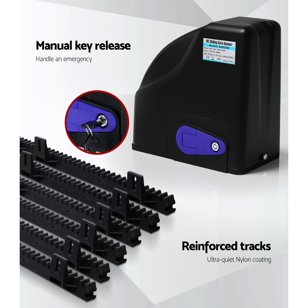Marlook Automatic Sliding Gate Opener Kit 20W Solar Panel Electric 6M 600KG