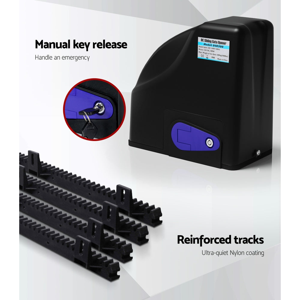 Marlook Automatic Sliding Gate Opener Kit Electric 4M 600KG 3 Control Remotes
