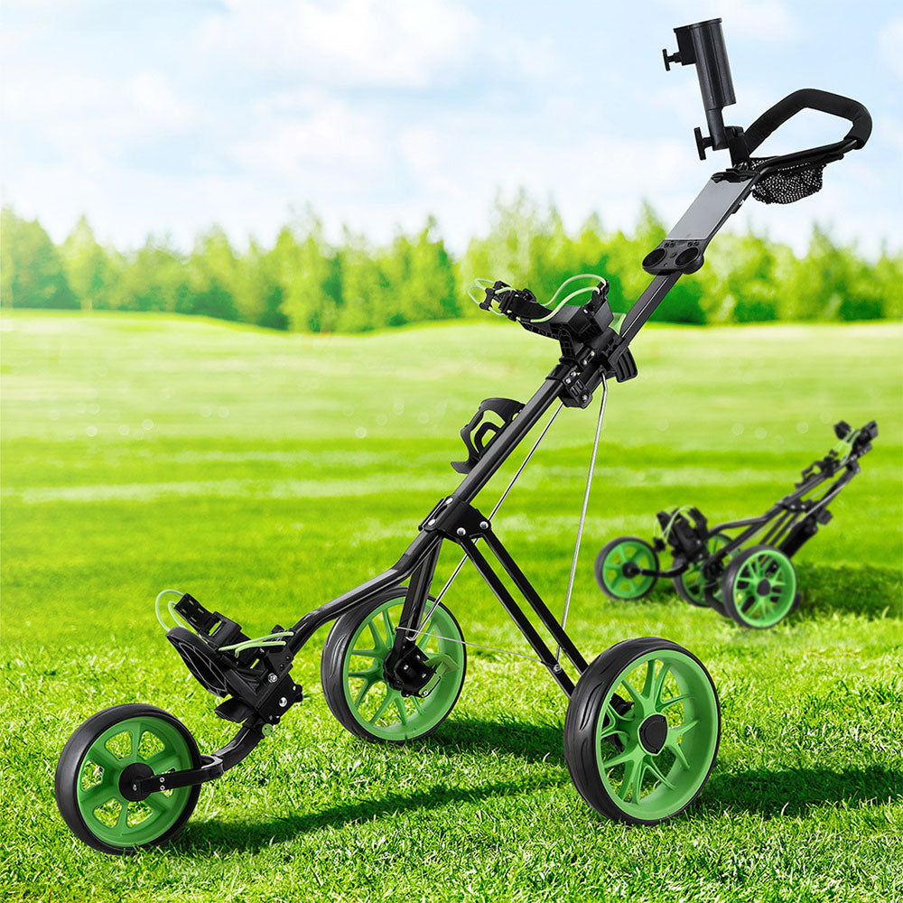Marlook Golf Buggy Quick Folding Trolley Golf Cart 3 Wheels Height Adjustable
