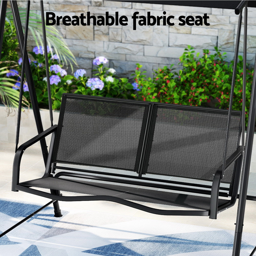 Marlook Outdoor Swing Chair Garden Bench Furniture Canopy 2 Seater Black