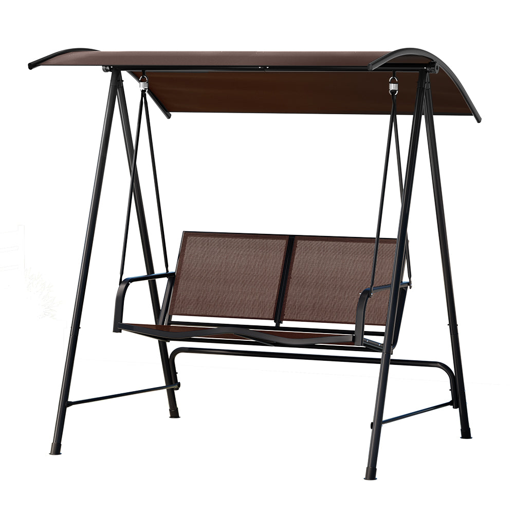 Marlook Outdoor Swing Chair Garden Bench Furniture Canopy 2 Seater Brown