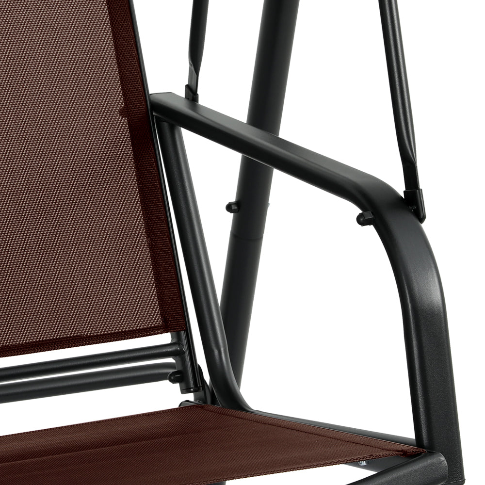 Marlook Outdoor Swing Chair Garden Bench Furniture Canopy 2 Seater Brown