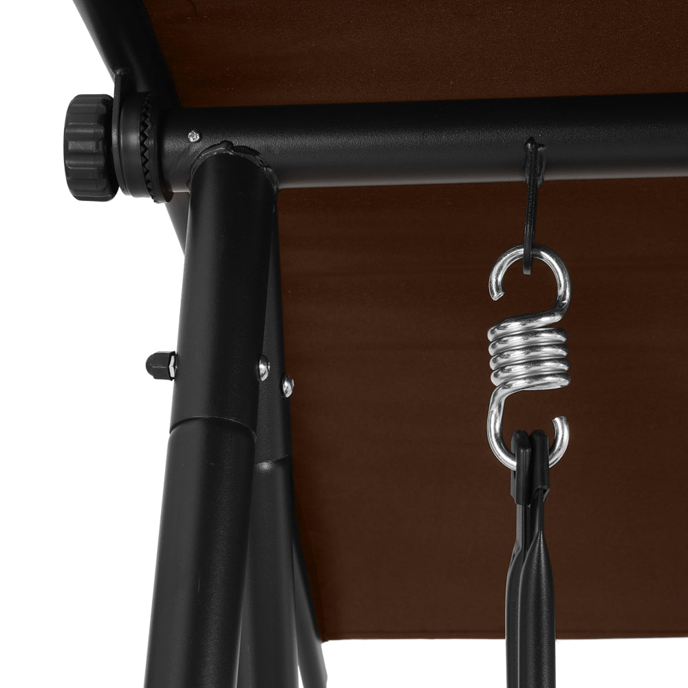 Marlook Outdoor Swing Chair Garden Bench Furniture Canopy 2 Seater Brown