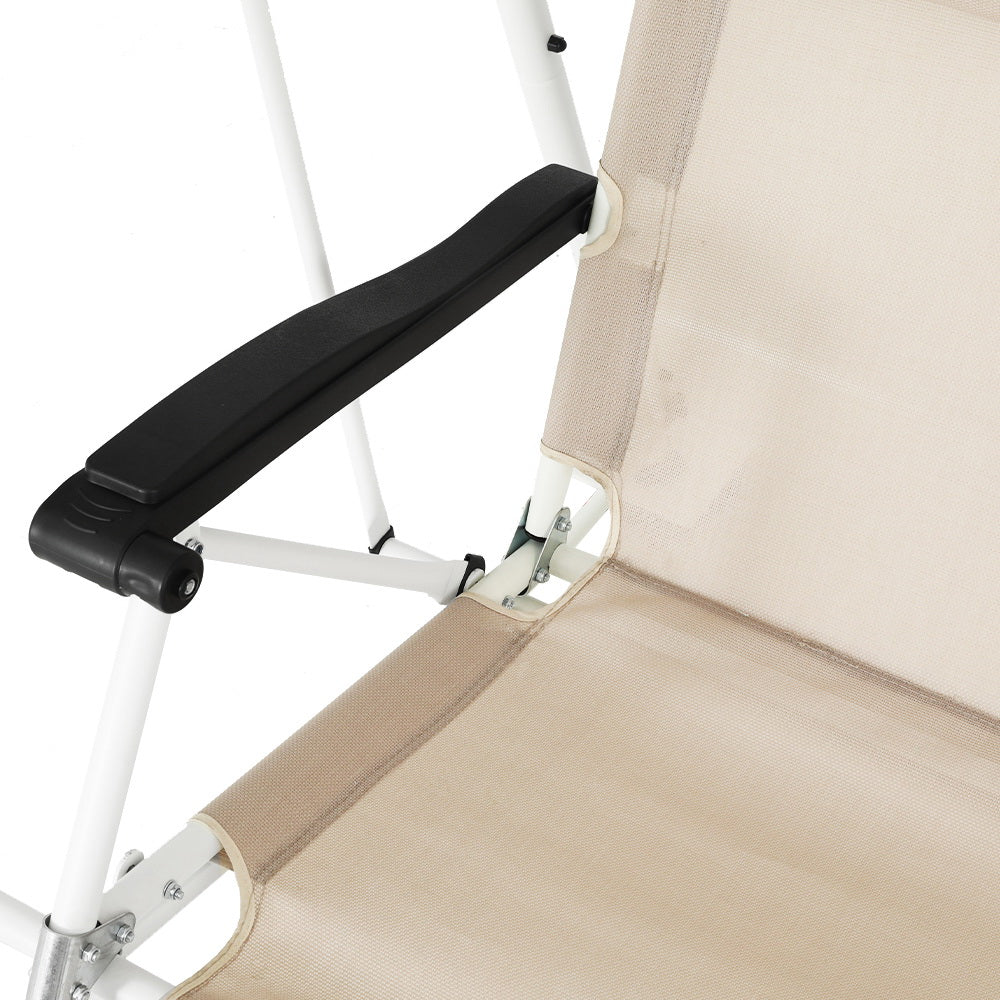 Marlook Outdoor Swing Chair Garden Lounger 2 Seater Canopy Patio Furniture Beige