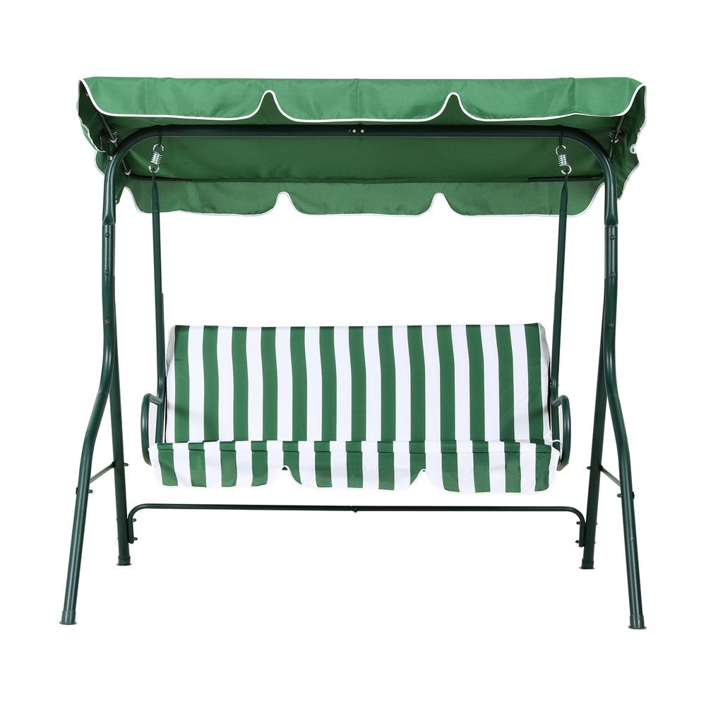Marlook Outdoor Swing Chair Garden Bench Furniture Canopy 3 Seater White Green