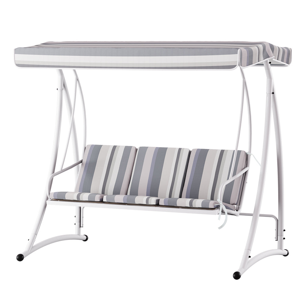 Marlook Outdoor Swing Chair Garden Bench Furniture Canopy 3 Seater White Grey
