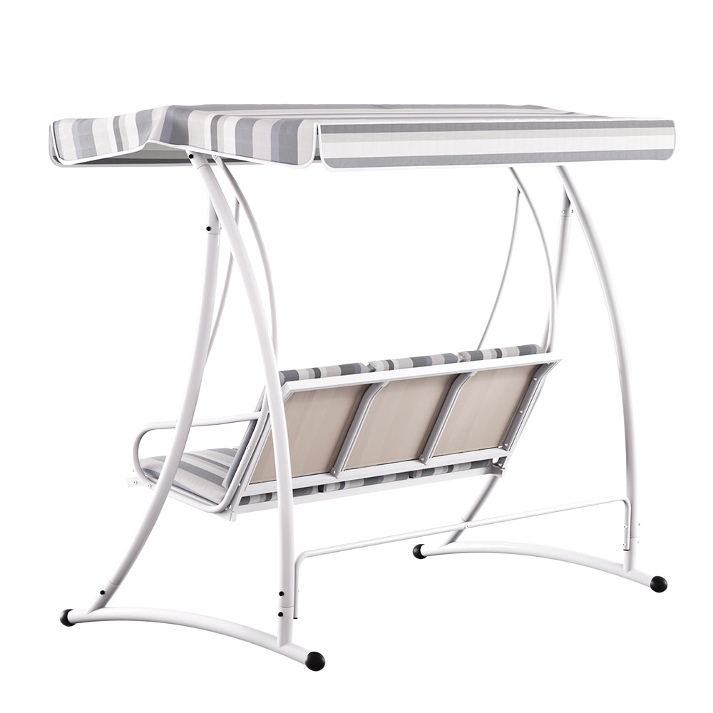Marlook Outdoor Swing Chair Garden Bench Furniture Canopy 3 Seater White Grey