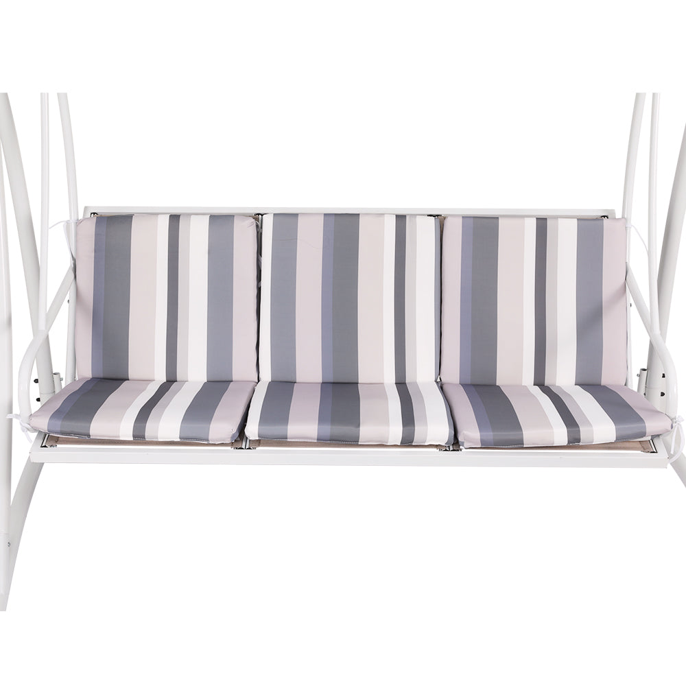 Marlook Outdoor Swing Chair Garden Bench Furniture Canopy 3 Seater White Grey