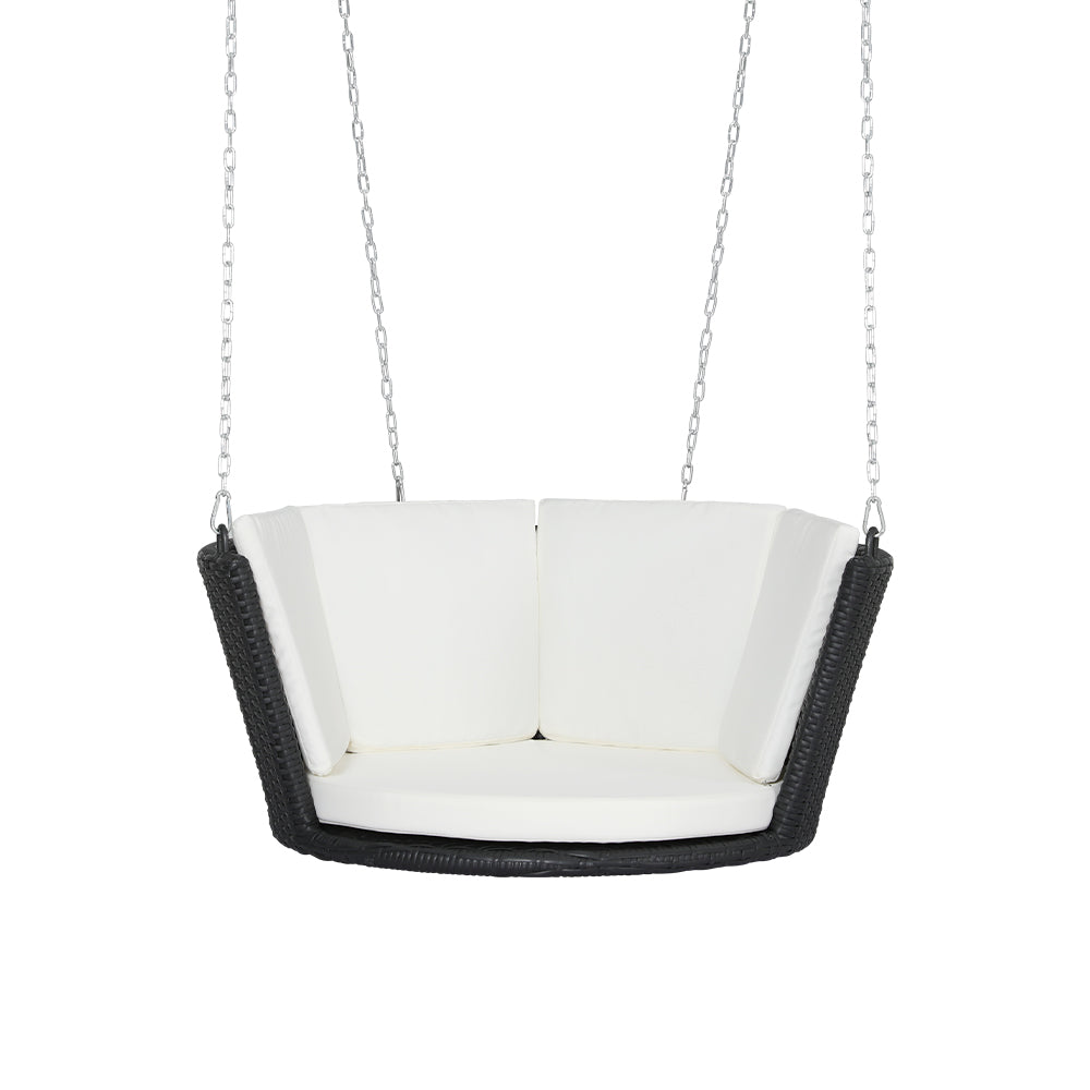 Marlook Rattan Porch Swing Chair With Chain Cushion Outdoor Furniture Black