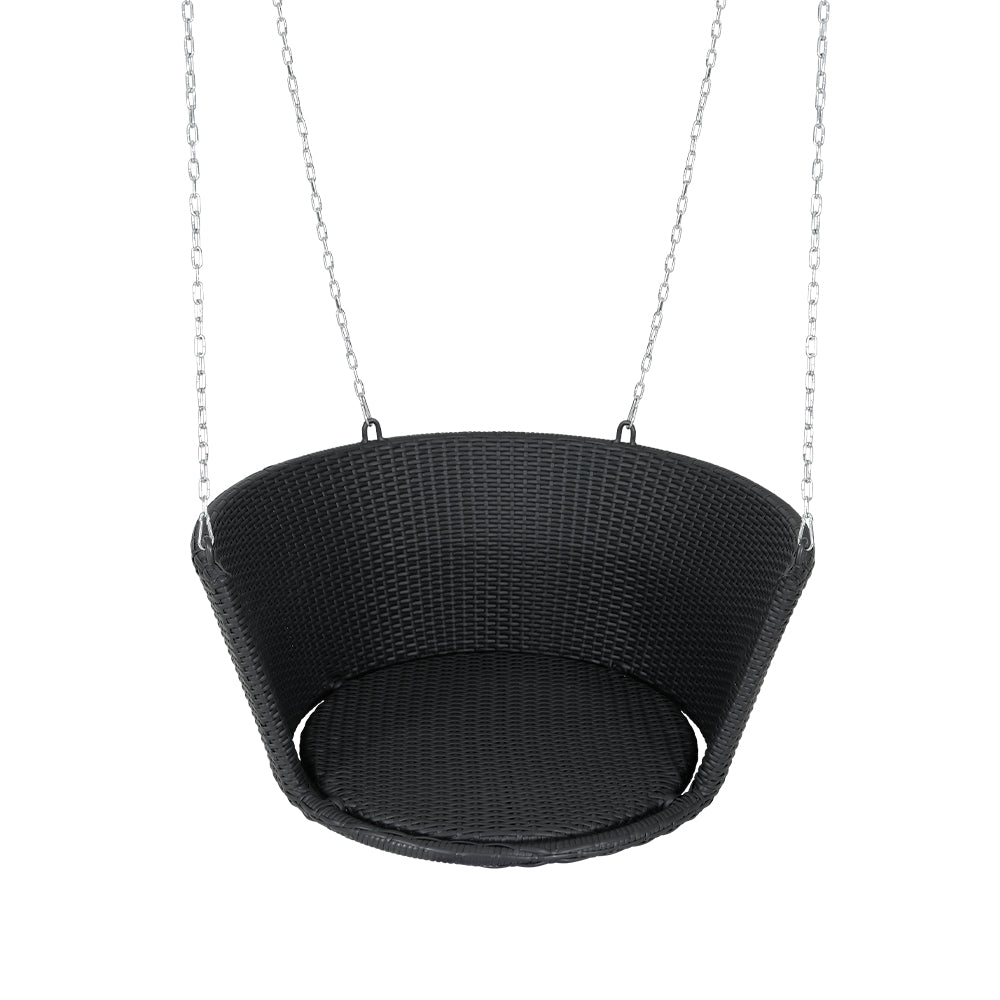 Marlook Rattan Porch Swing Chair With Chain Cushion Outdoor Furniture Black