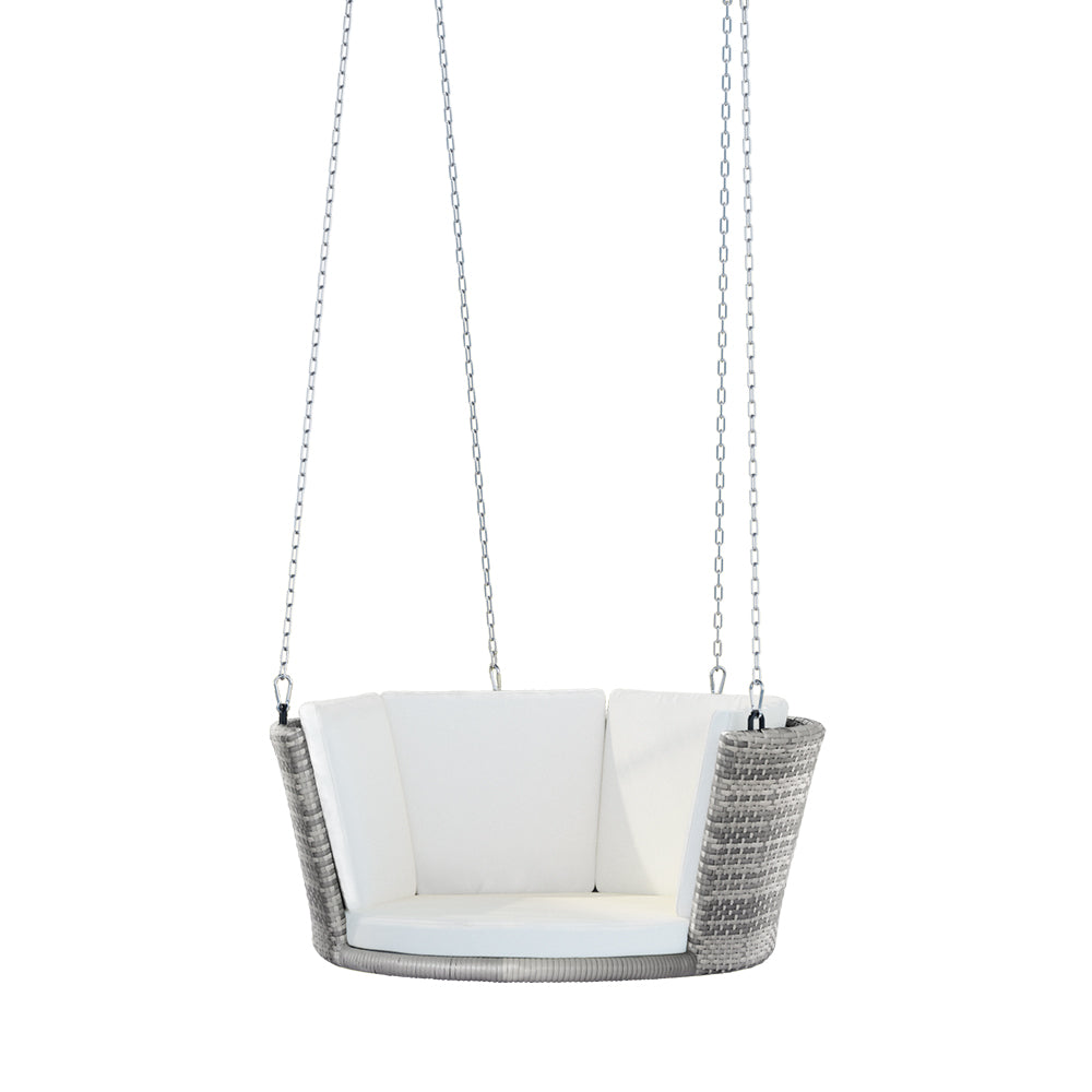 Marlook Rattan Porch Swing Chair With Chain Cushion Outdoor Furniture Grey