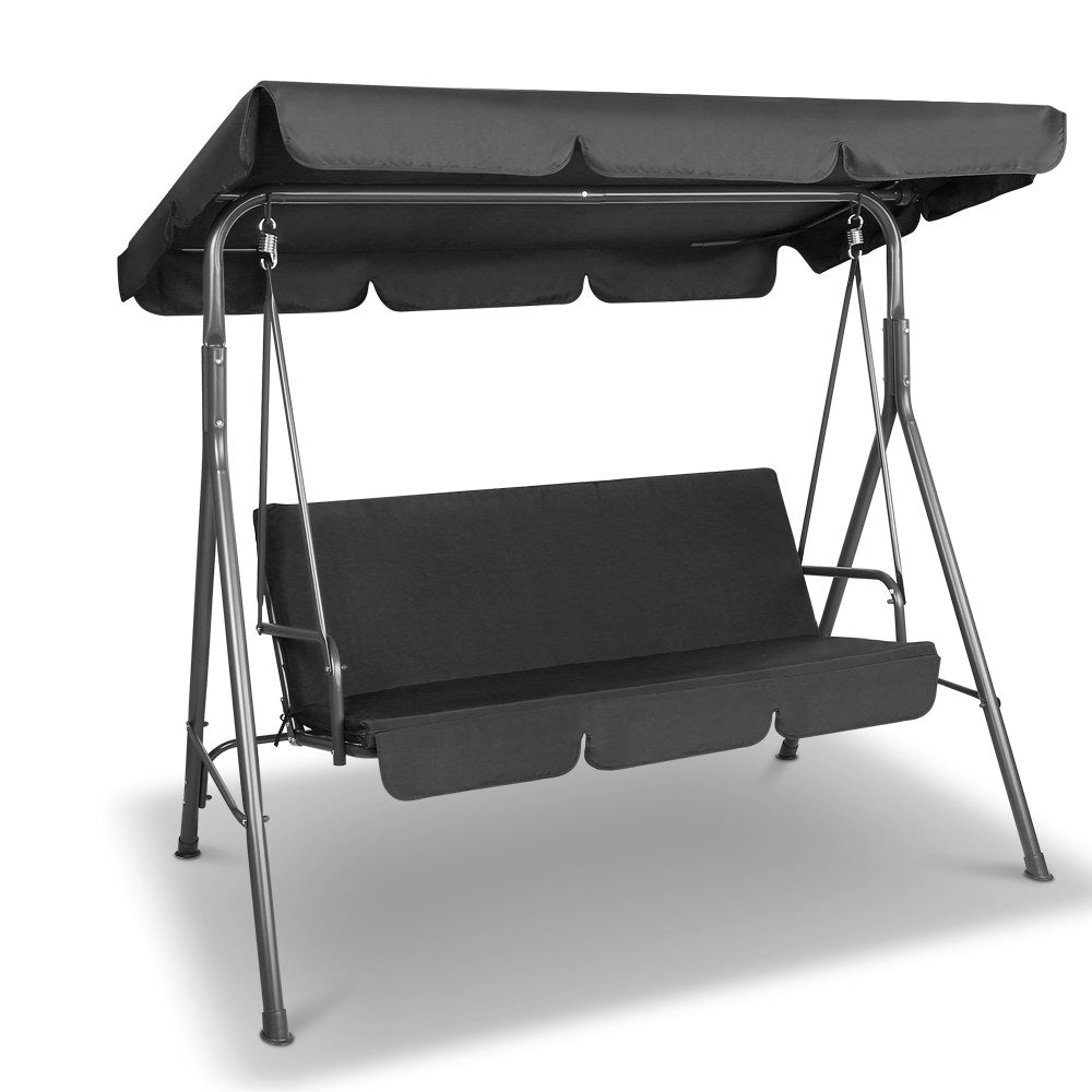 Marlook Outdoor Swing Chair Garden Bench Furniture Canopy 3 Seater Black
