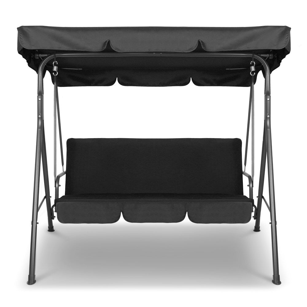 Marlook Outdoor Swing Chair Garden Bench Furniture Canopy 3 Seater Black