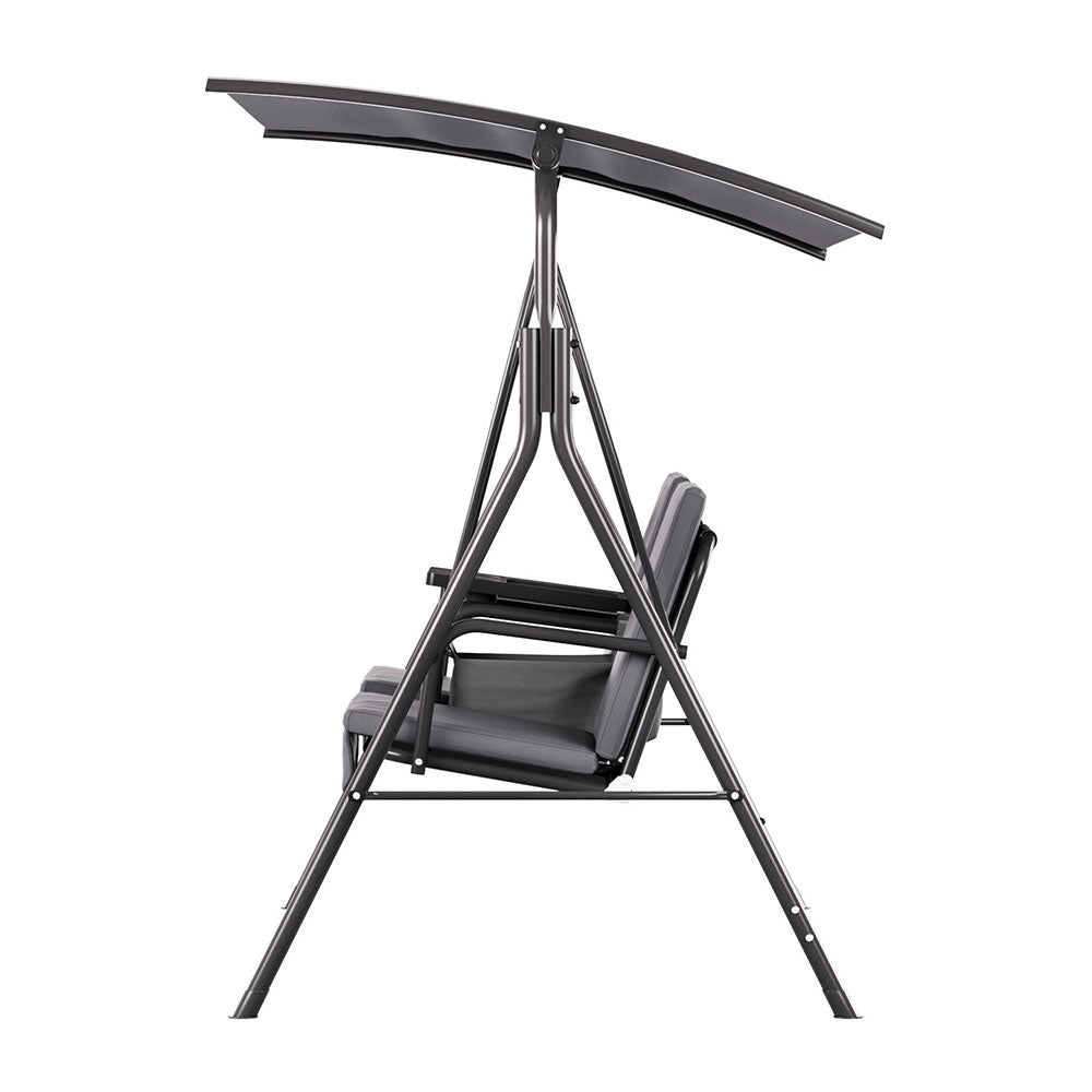 Marlook Outdoor Swing Chair Garden Furniture Canopy Cup Holder 2 Seater Grey