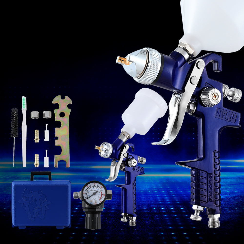 Marlook 2PC HVLP Air Spray Gun Gravity Feed Cup Nozzles Included