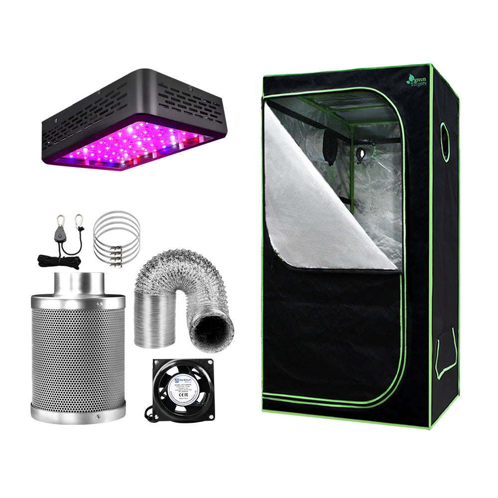 Marlook Grow Tent Light Kit 60x60x140CM 600W LED 4" Vent Fan,Marlook Grow Tent Light Kit LED 600W Full Spectrum 4" Vent 60x60x140CM