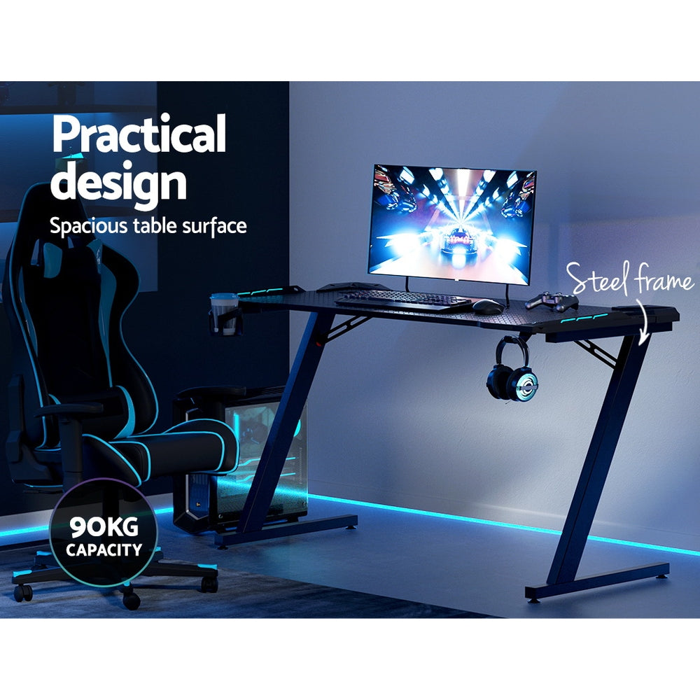 Marlook Gaming Desk Computer Desks LED Light 140CM