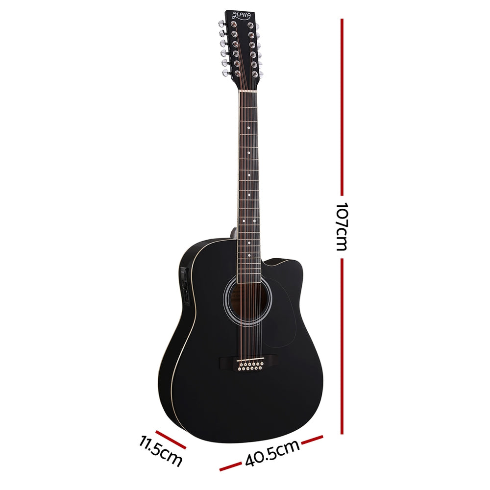 Marlook 42 Inch Acoustic Guitar 12 Strings w/ Equaliser Electric Output Jack Black