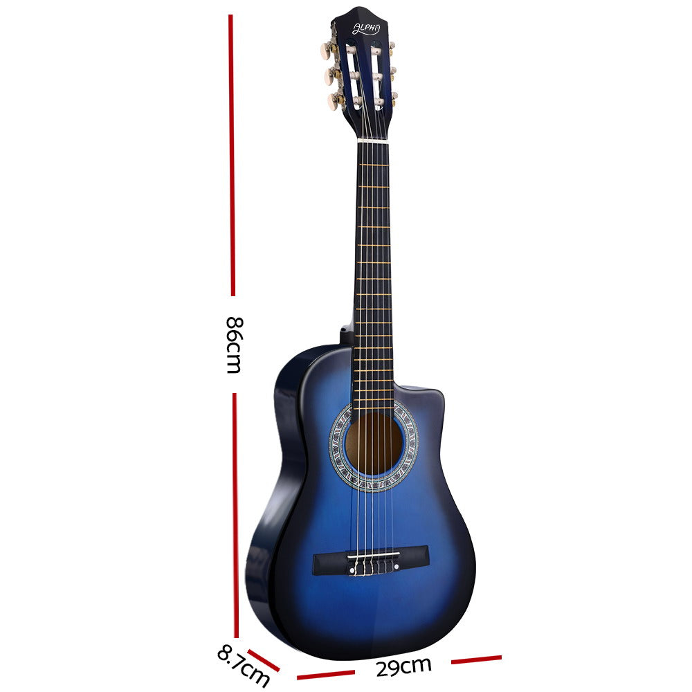 Marlook 34 Inch Classical Guitar Wooden Body Nylon String Beginner Kids Gift Blue