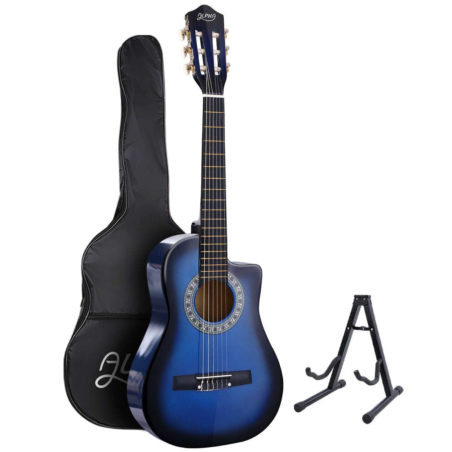 Marlook 34 Inch Classical Guitar Wooden Body Nylon String w/ Stand Beignner Blue