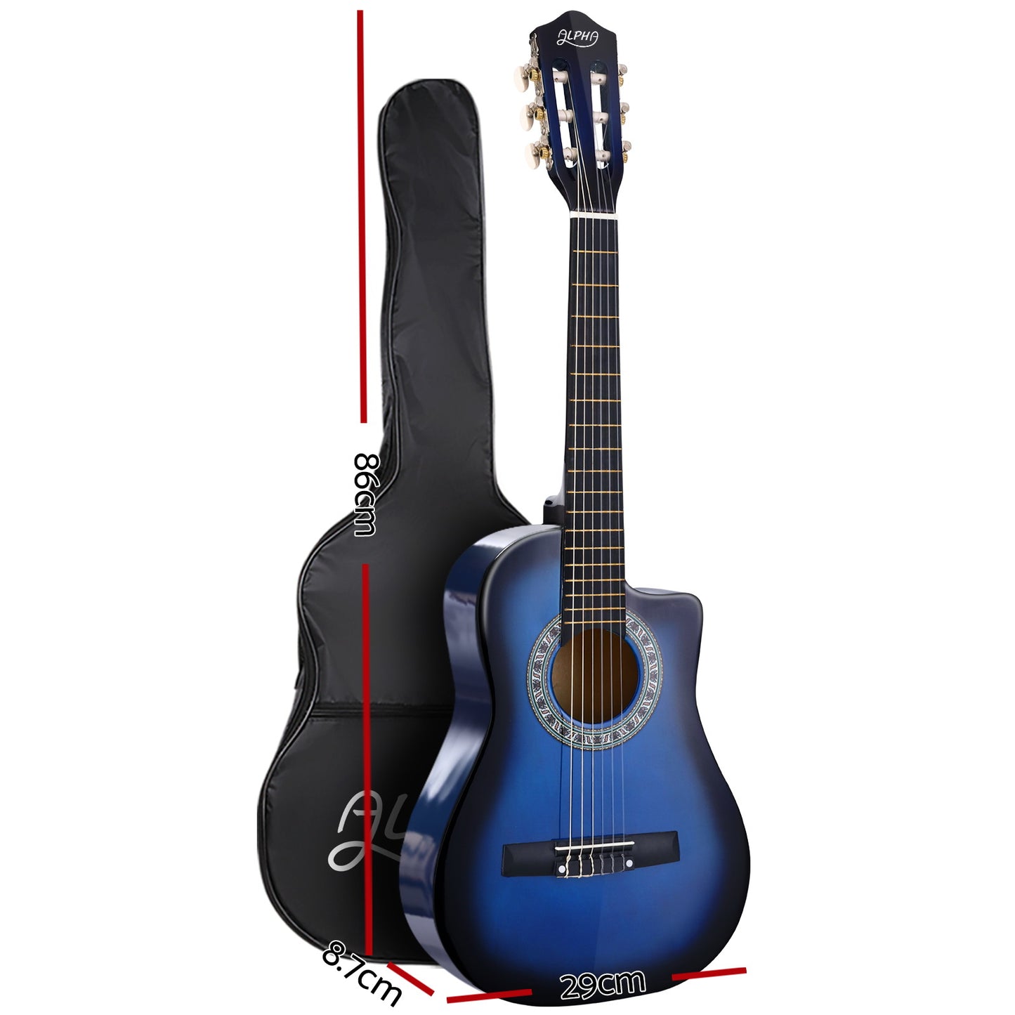Marlook 34 Inch Classical Guitar Wooden Body Nylon String w/ Stand Beignner Blue