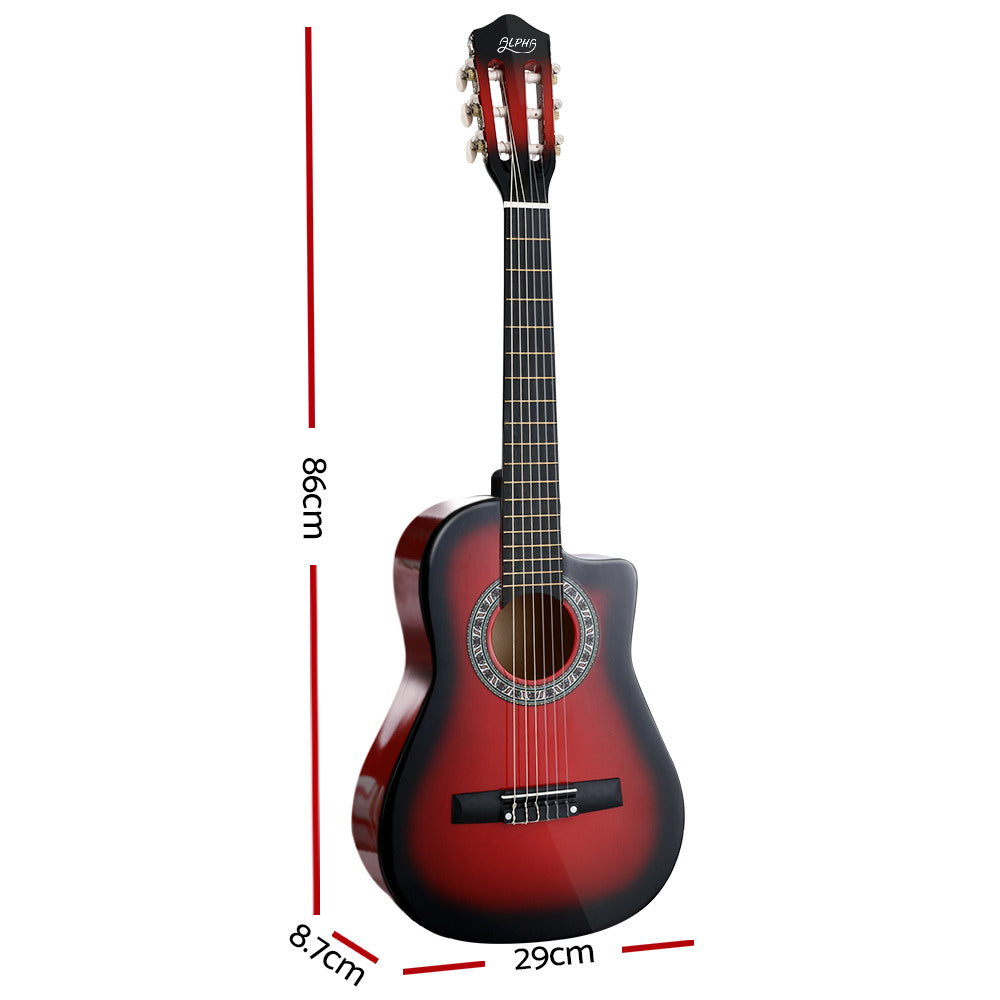 Marlook 34 Inch Classical Guitar Wooden Body Nylon String Beginner Kids Gift Red