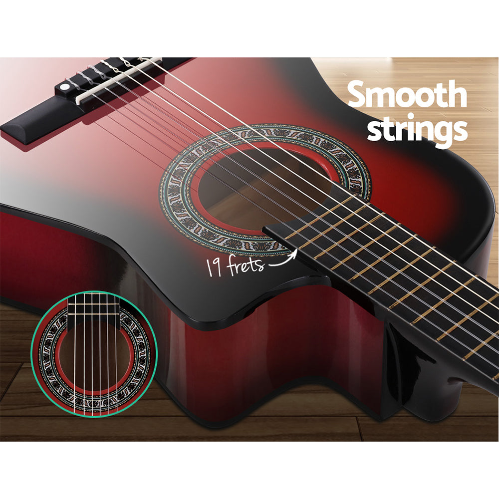 Marlook 34 Inch Classical Guitar Wooden Body Nylon String w/ Stand Beignner Red