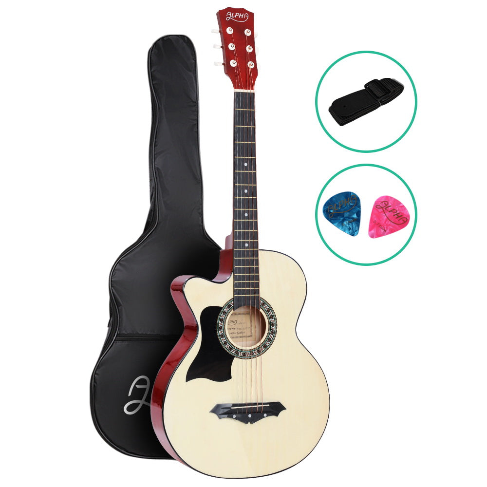 Marlook 38 Inch Acoustic Guitar Wooden Body Steel String Full Size Left Handed
