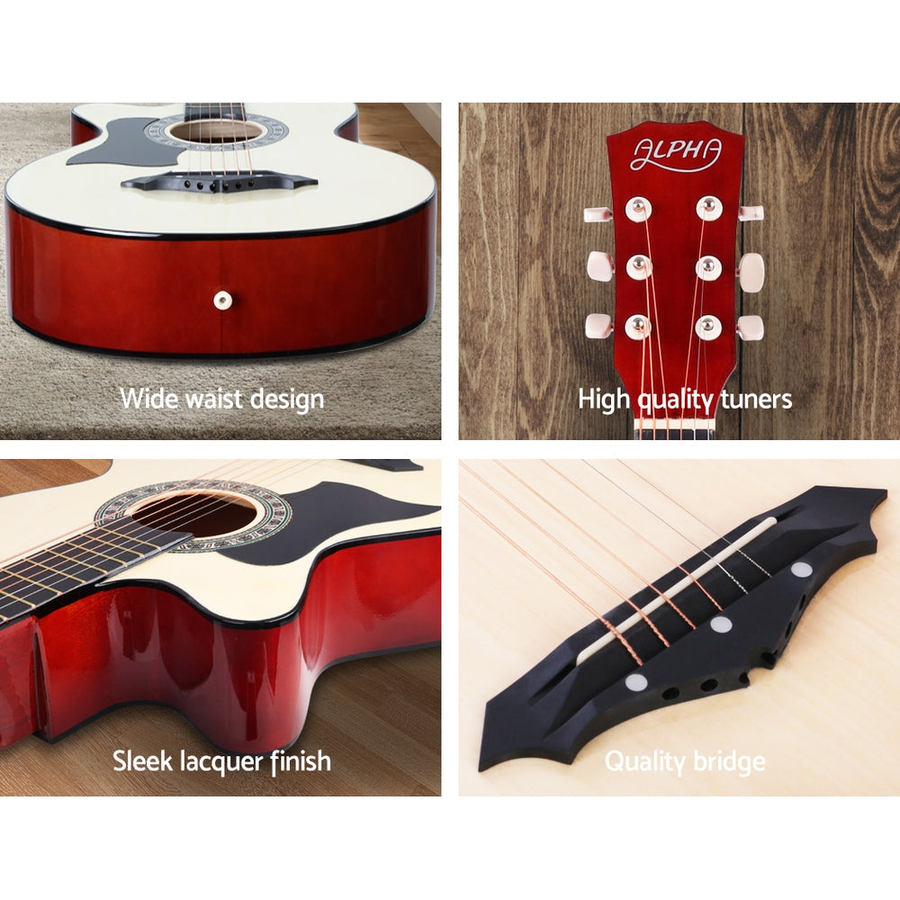 Marlook 38 Inch Acoustic Guitar Wooden Body Steel String Full Size Left Handed