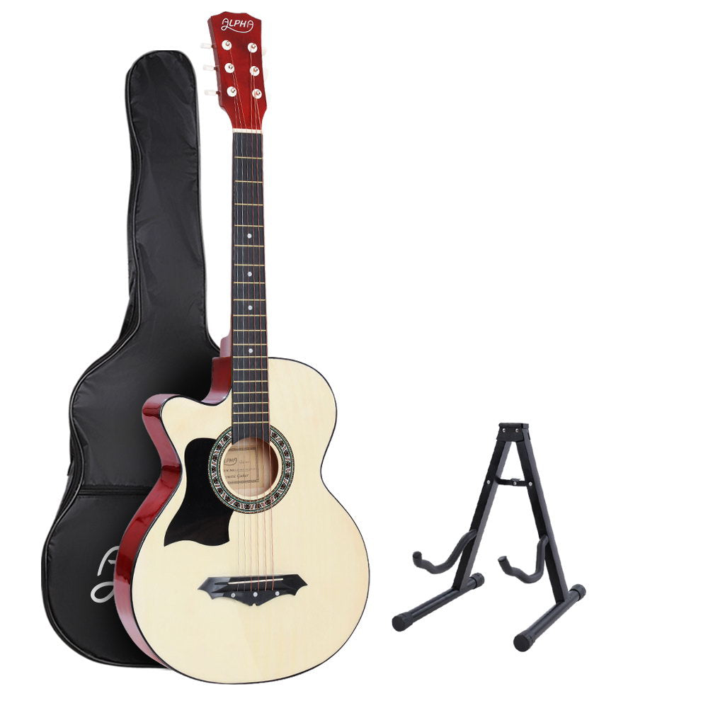 Marlook 38 Inch Acoustic Guitar Wooden Body Steel String w/ Stand Left Handed