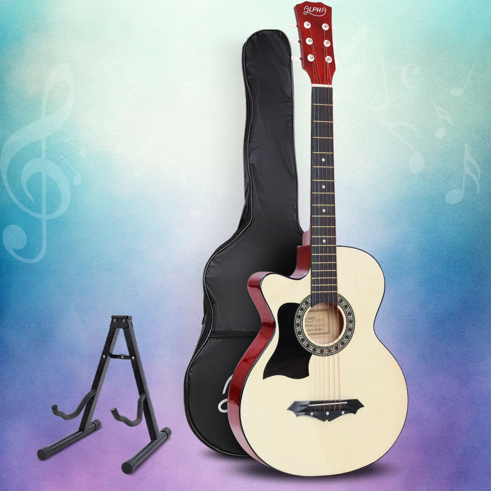 Marlook 38 Inch Acoustic Guitar Wooden Body Steel String w/ Stand Left Handed
