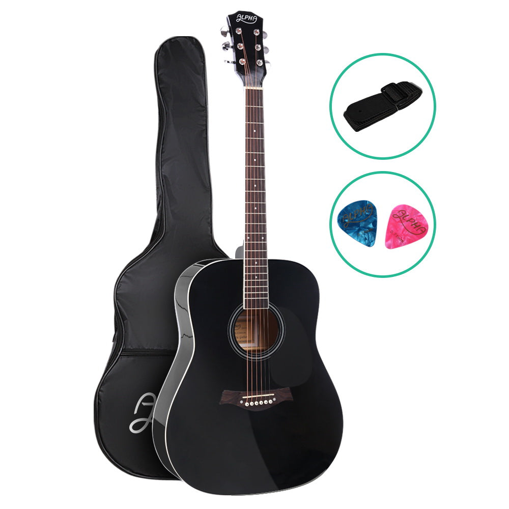 Marlook 41 Inch Acoustic Guitar Wooden Body Steel String Dreadnought Black