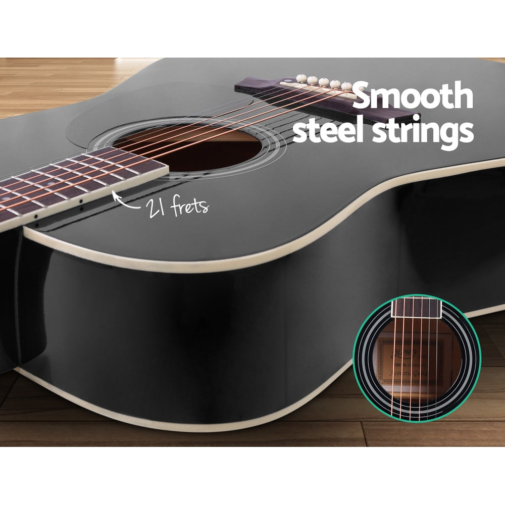 Marlook 41 Inch Acoustic Guitar Wooden Body Steel String Dreadnought Black