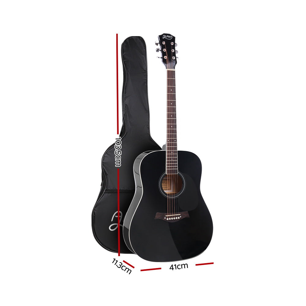 Marlook 41 Inch Acoustic Guitar Wooden Body Steel String Dreadnought Stand Black