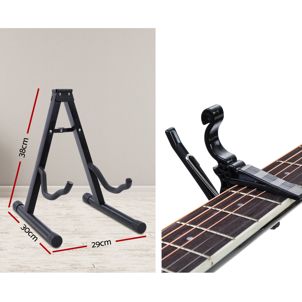 Marlook 41 Inch Acoustic Guitar Wooden Body Steel String Dreadnought Stand Black