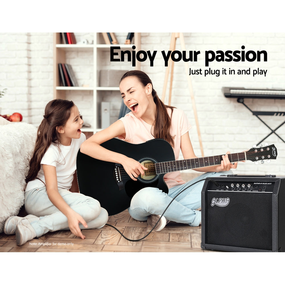 Marlook 41 Inch Acoustic Guitar Equaliser Electric Output Jack Cutaway Black