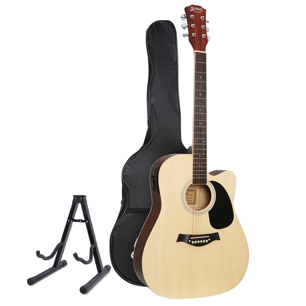 Marlook 41 Inch Acoustic Guitar Equaliser Electric Output Cutaway w/ Stand Wood