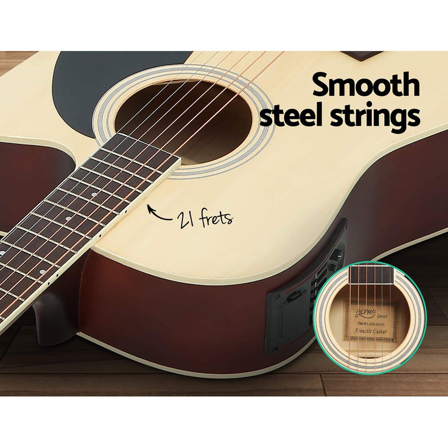 Marlook 41 Inch Acoustic Guitar Equaliser Electric Output Cutaway w/ Stand Wood