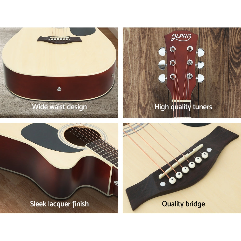 Marlook 41 Inch Acoustic Guitar Equaliser Electric Output Cutaway w/ Stand Wood