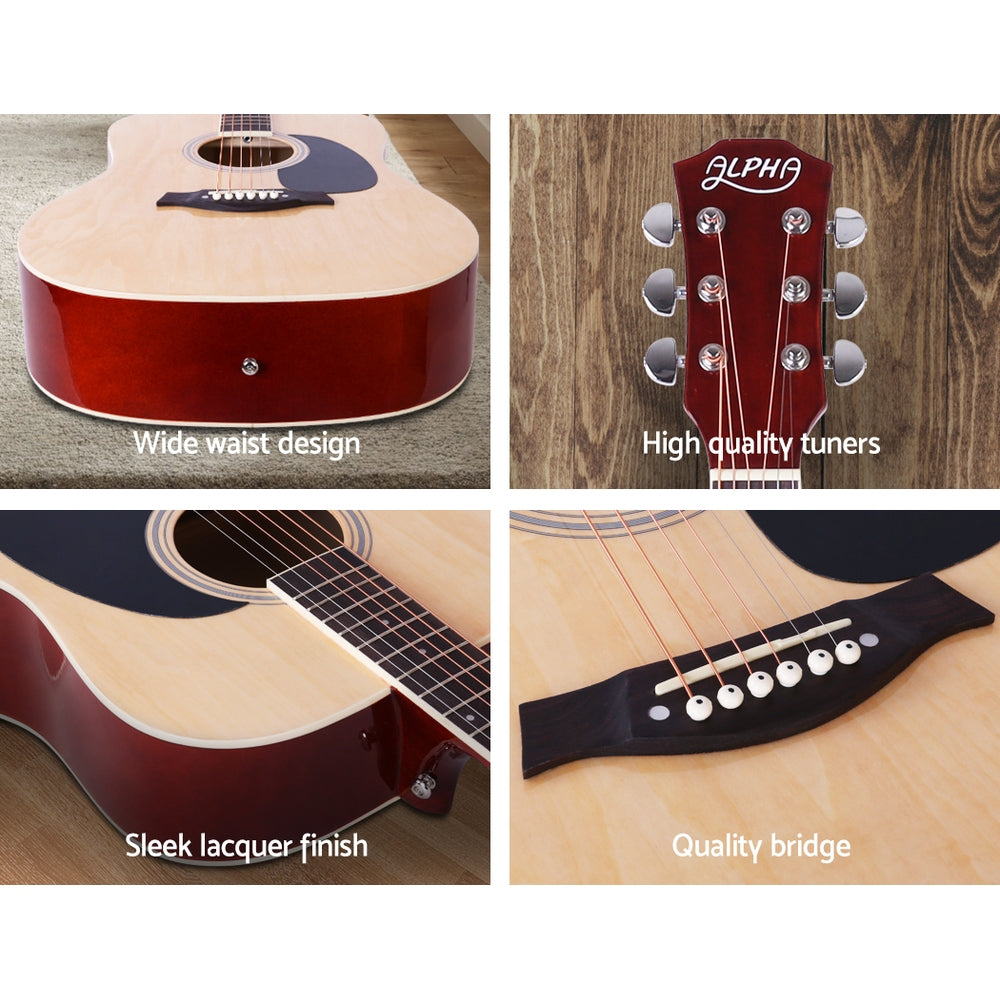 Marlook 41 Inch Acoustic Guitar Wooden Body Steel String Dreadnought Stand Wood