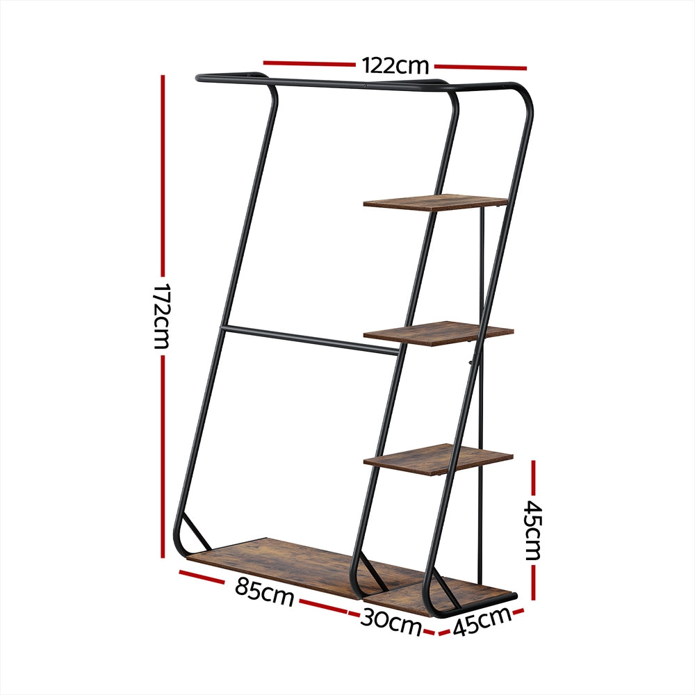 Marlook Clothes Rack Coat Stand 172cm 4-Tier Walnut