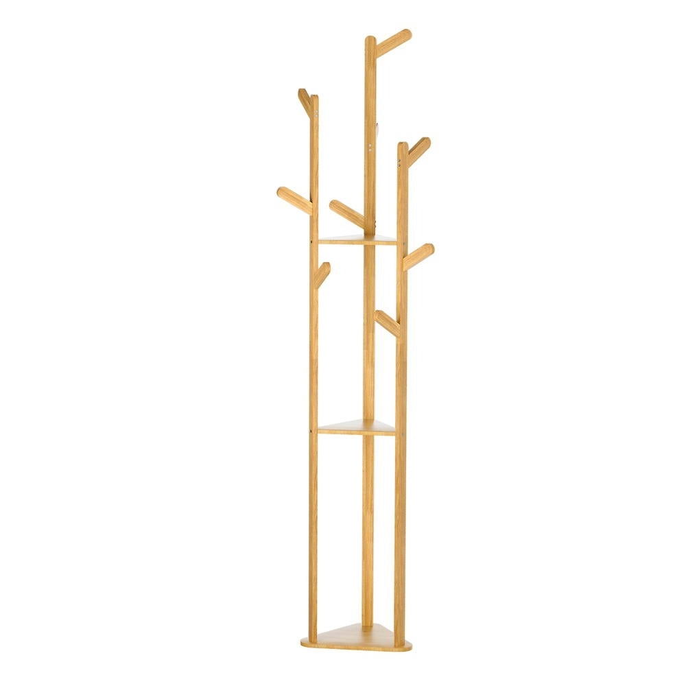 Marlook Clothes Rack Coat Stand 9 Hooks Tree Shelf Bamboo