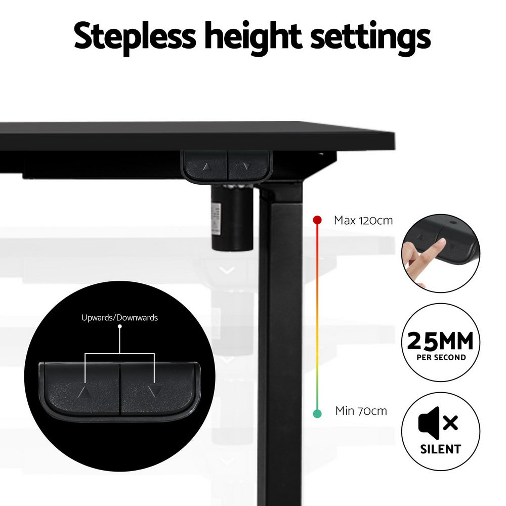 Marlook Electric Standing Desk Frame Only Height Adjustable 70KG Load Black