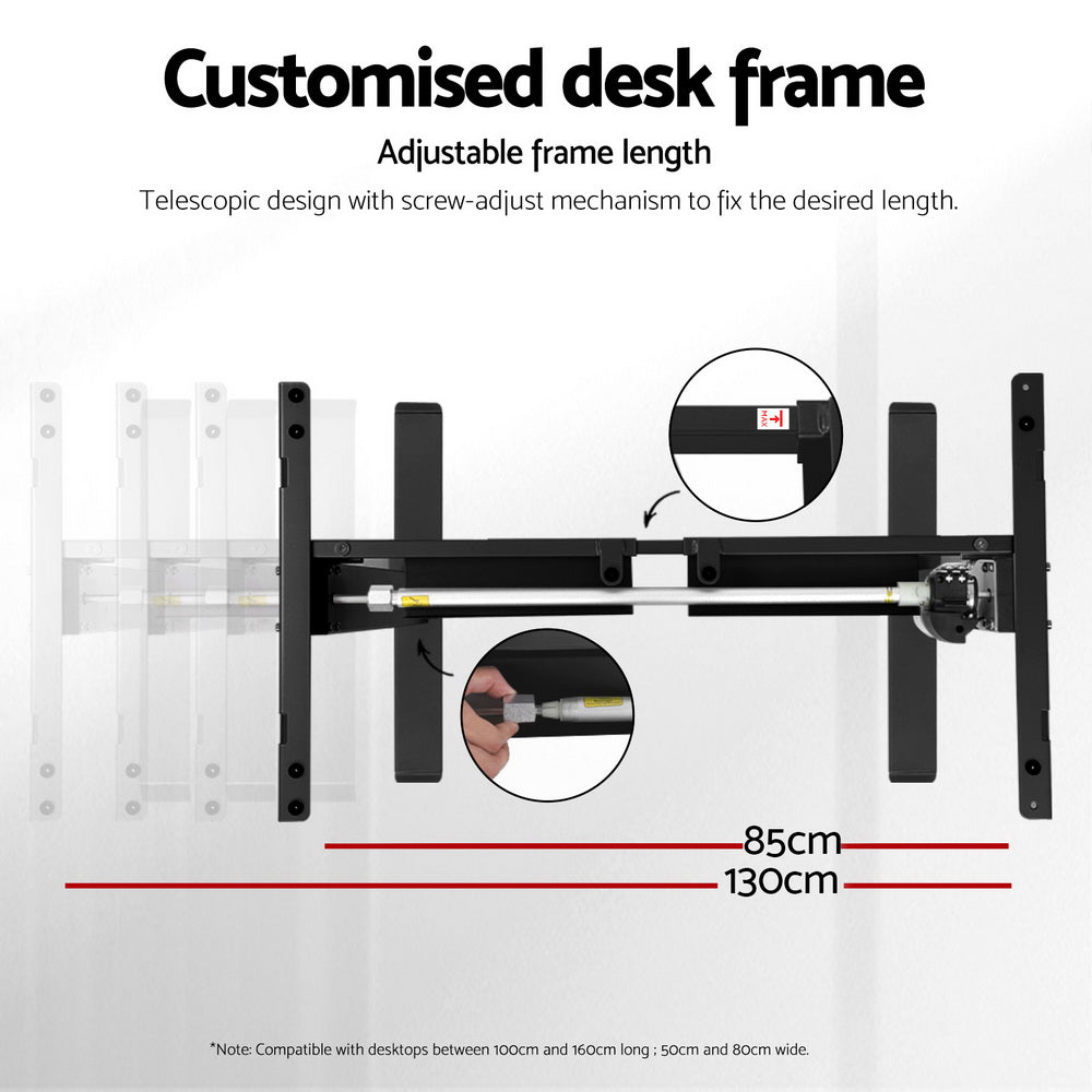 Marlook Electric Standing Desk Frame Only Height Adjustable 70KG Load Black
