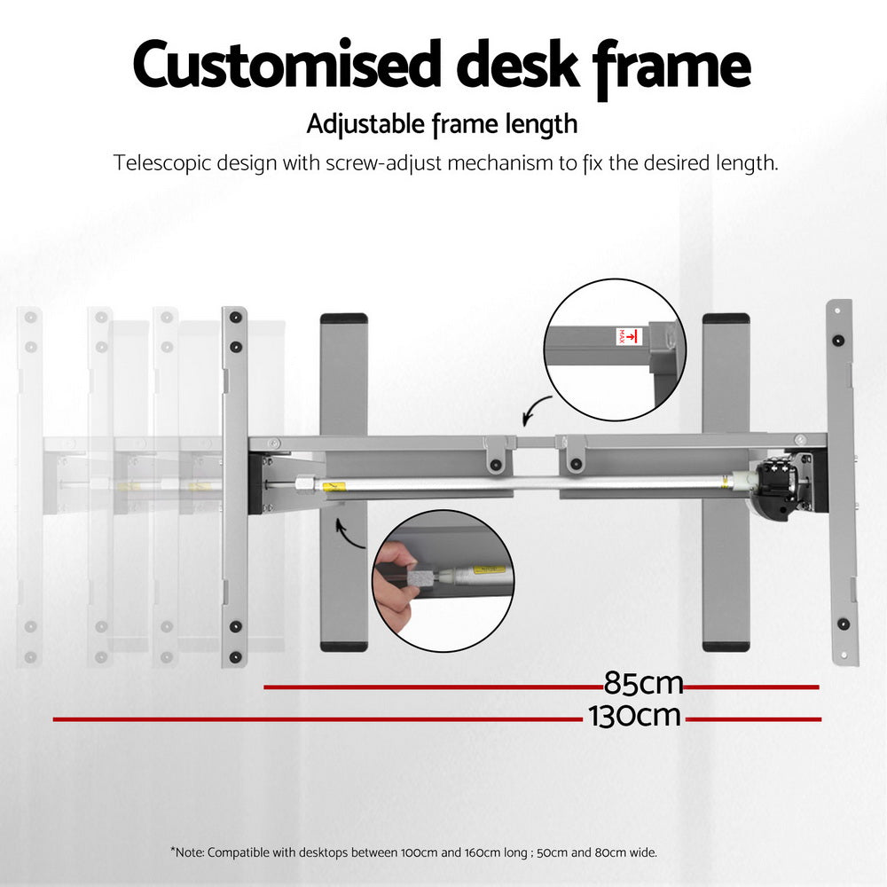 Marlook Electric Standing Desk Frame Only Height Adjustable 70KG Load Grey